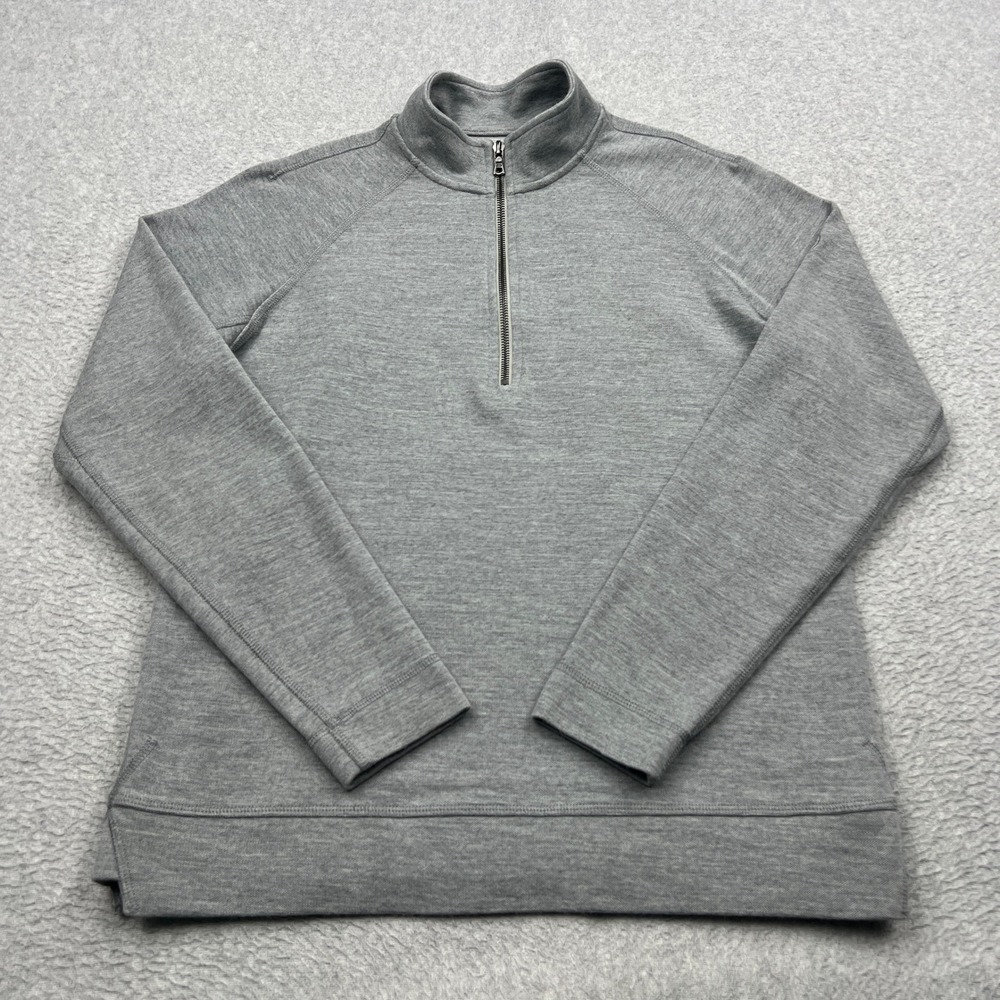 Nwkc Pullover Men's Small Gray Worsted Merino Wool Dual Cloth 1/4 Zip Pullover